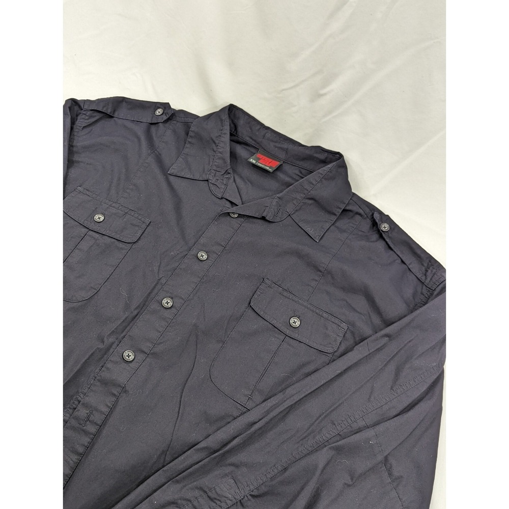 MASSIF Men 2XL Dark Navy Button Front Fatigue Front Pocket Quick Dry Tactical
